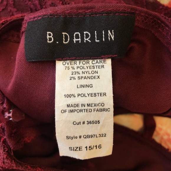 Juniors’ B. Darlin Red Lace Dress - Picture 5 of 8